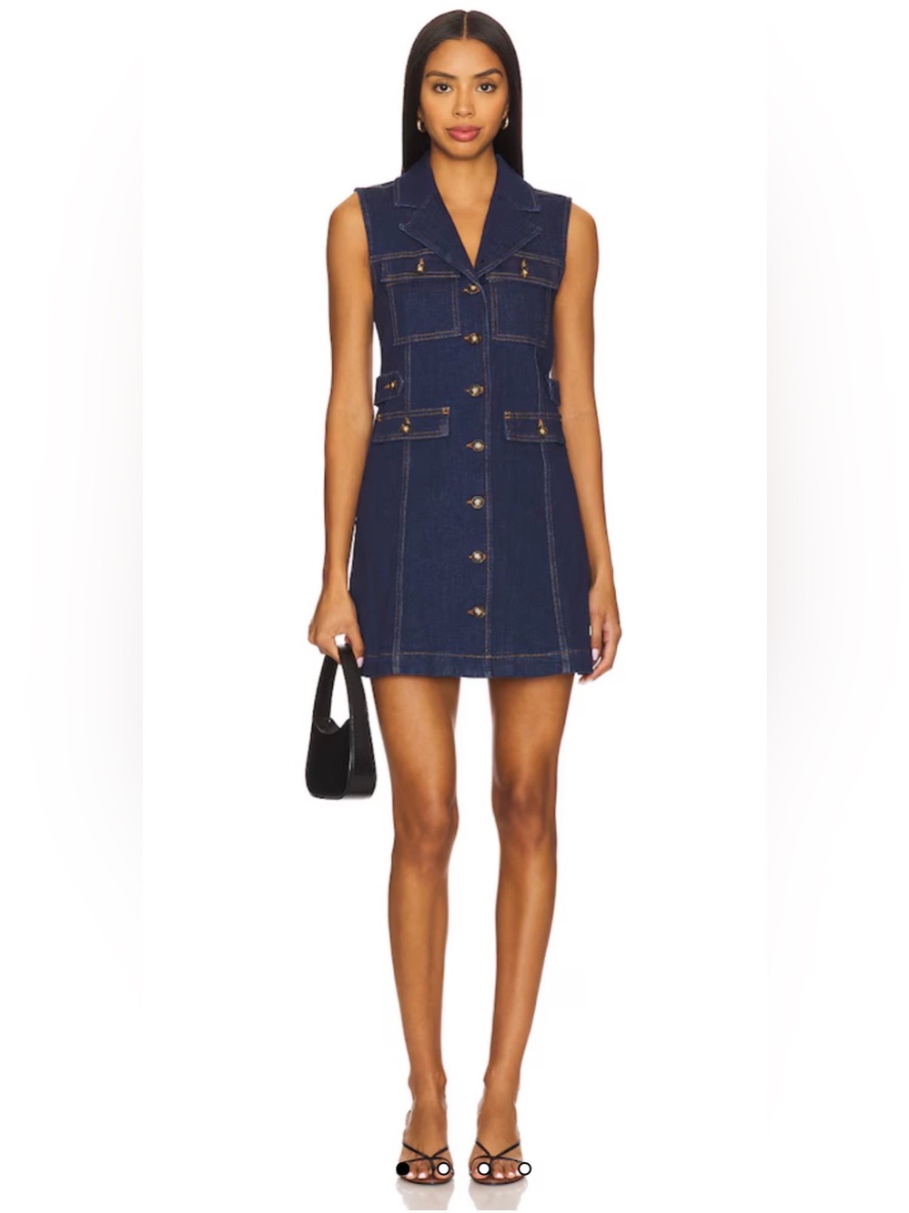 Paige NWT Andria Denim‎ Jean Button-Front Sleeveless Minidress Sz 10